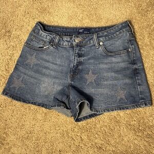 Project Indigo Star Print Denim Denim Shorts Pockets Size 13/28 Medium Rise